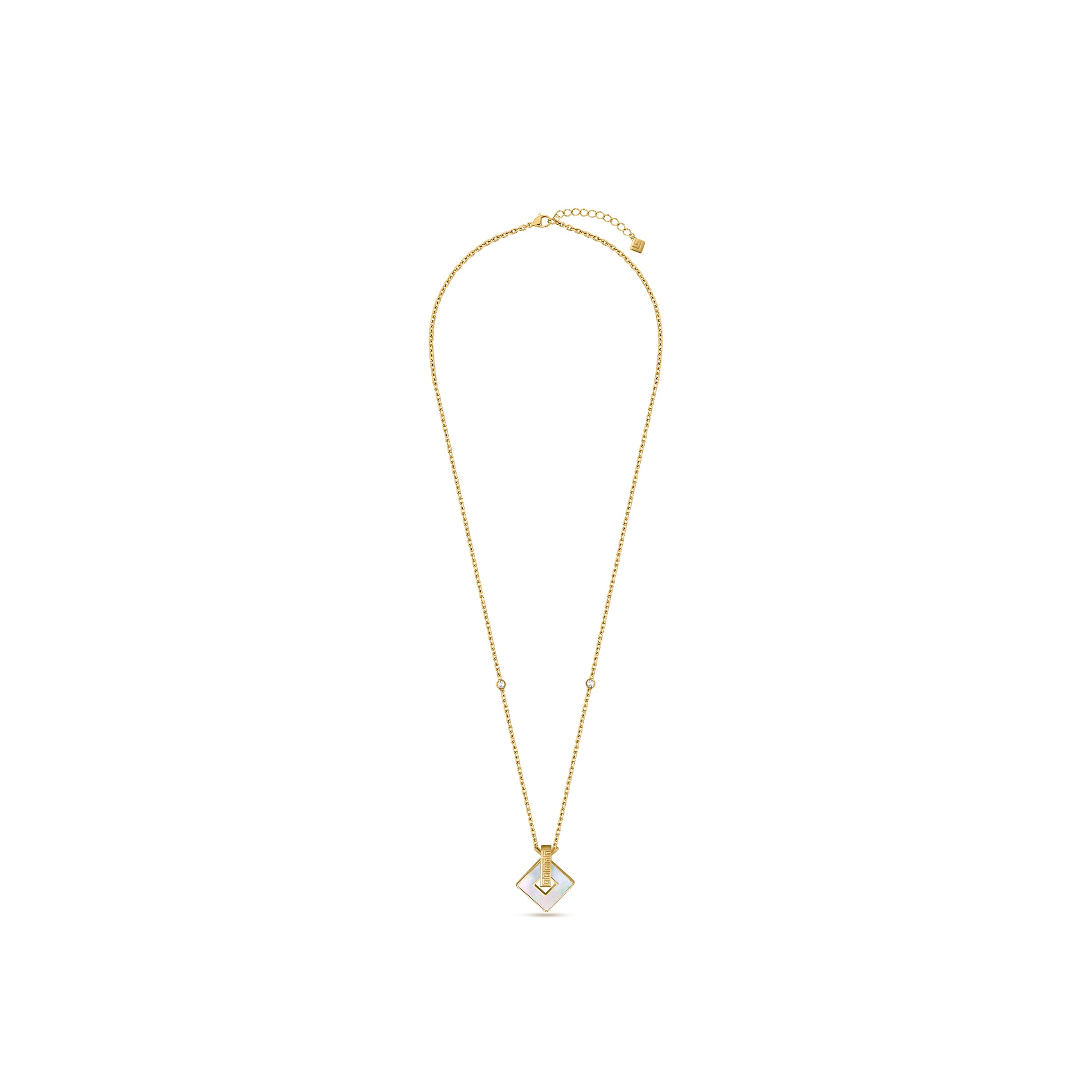 Guy Laroche Coralie Square Gold-Plated Necklace with Mother of Pearl
