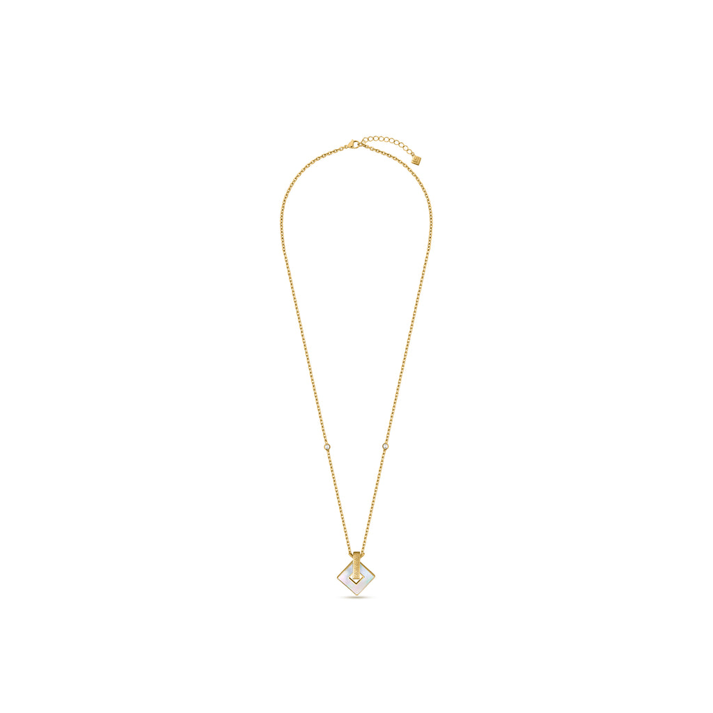 Guy Laroche Coralie Square Gold-Plated Necklace with Mother of Pearl