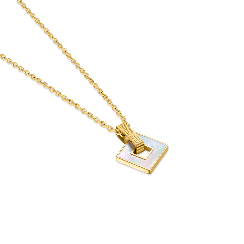 Guy Laroche Coralie Square Gold-Plated Necklace with Mother of Pearl