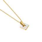 Guy Laroche Coralie Square Gold-Plated Necklace with Mother of Pearl