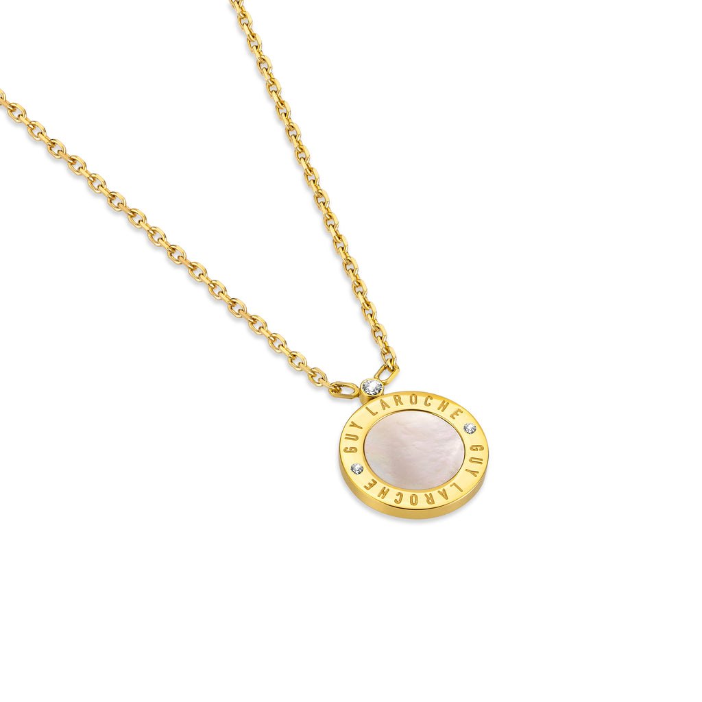 Guy Laroche Olivia Gold-Plated Necklace with Mother of Pearl & Crystals