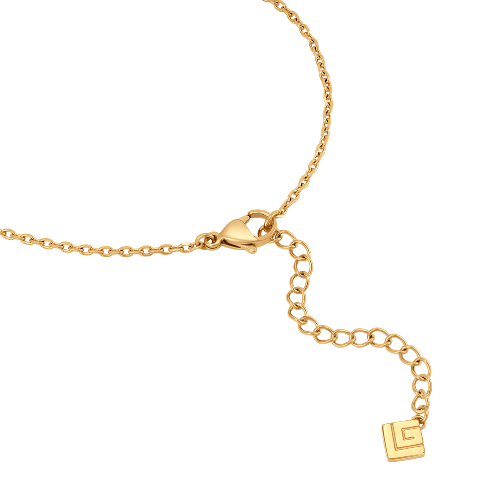 Guy Laroche Kim Small Gold-Plated Necklace with Logo & Crystals