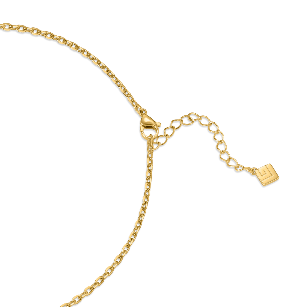 Guy Laroche Kim Gold-Plated Necklace with MOP & Logo Pendant
