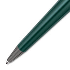 Dark green glossy pen with a gunmetal-toned tip and a silver-toned ballpoint.