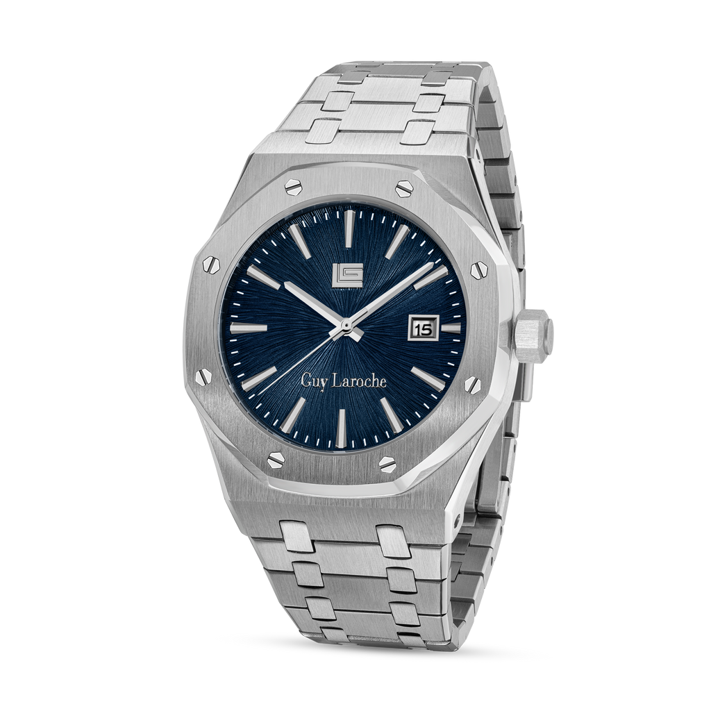 Guy Laroche Blue Pattern Dial Watch