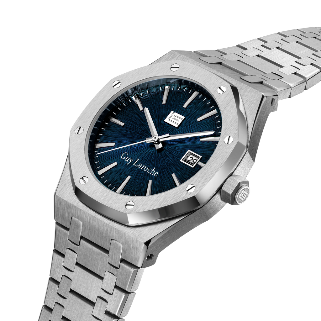Guy Laroche Blue Pattern Dial Watch