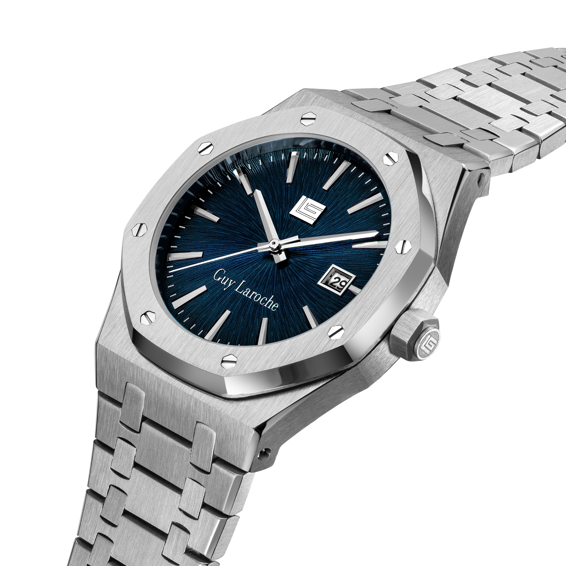 Guy Laroche Blue Pattern Dial Watch