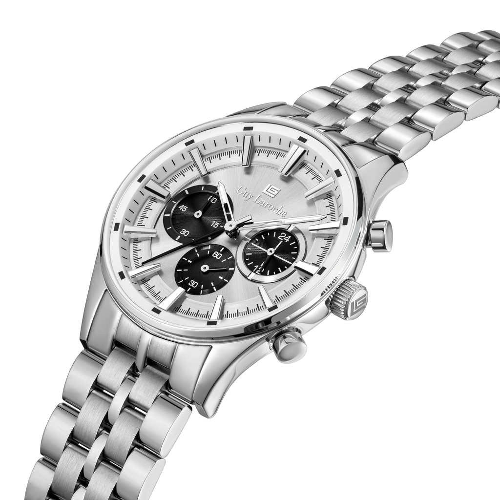 Guy Laroche Silver Embossed Dial Watch
