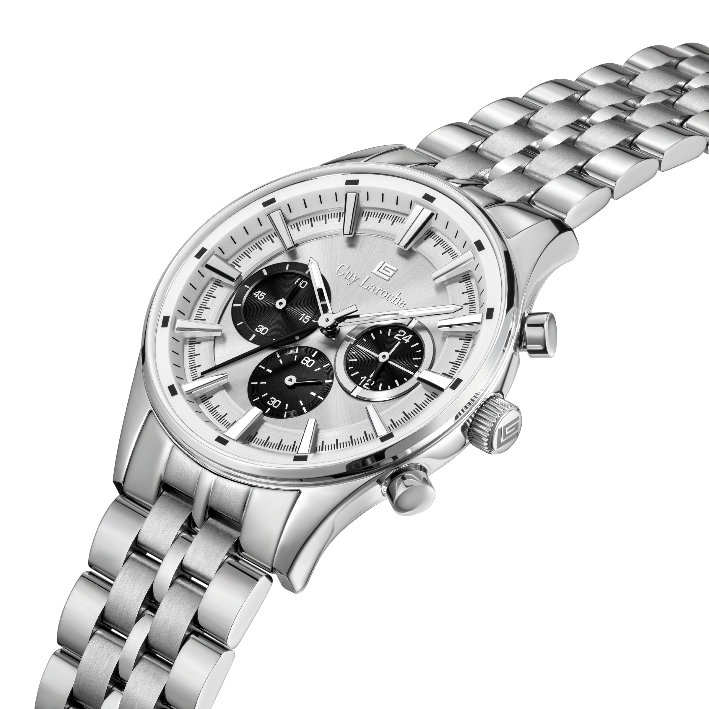 Guy Laroche Silver Embossed Dial Watch
