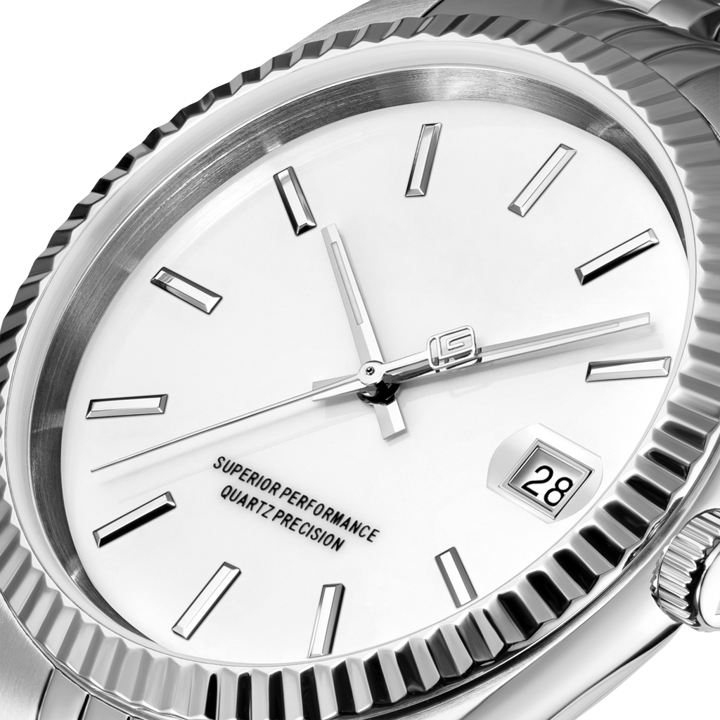 Guy Laroche ANT-G Stainless Steel Watch White Dial Fluted Bezel