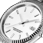 Guy Laroche ANT-G Stainless Steel Watch White Dial Fluted Bezel