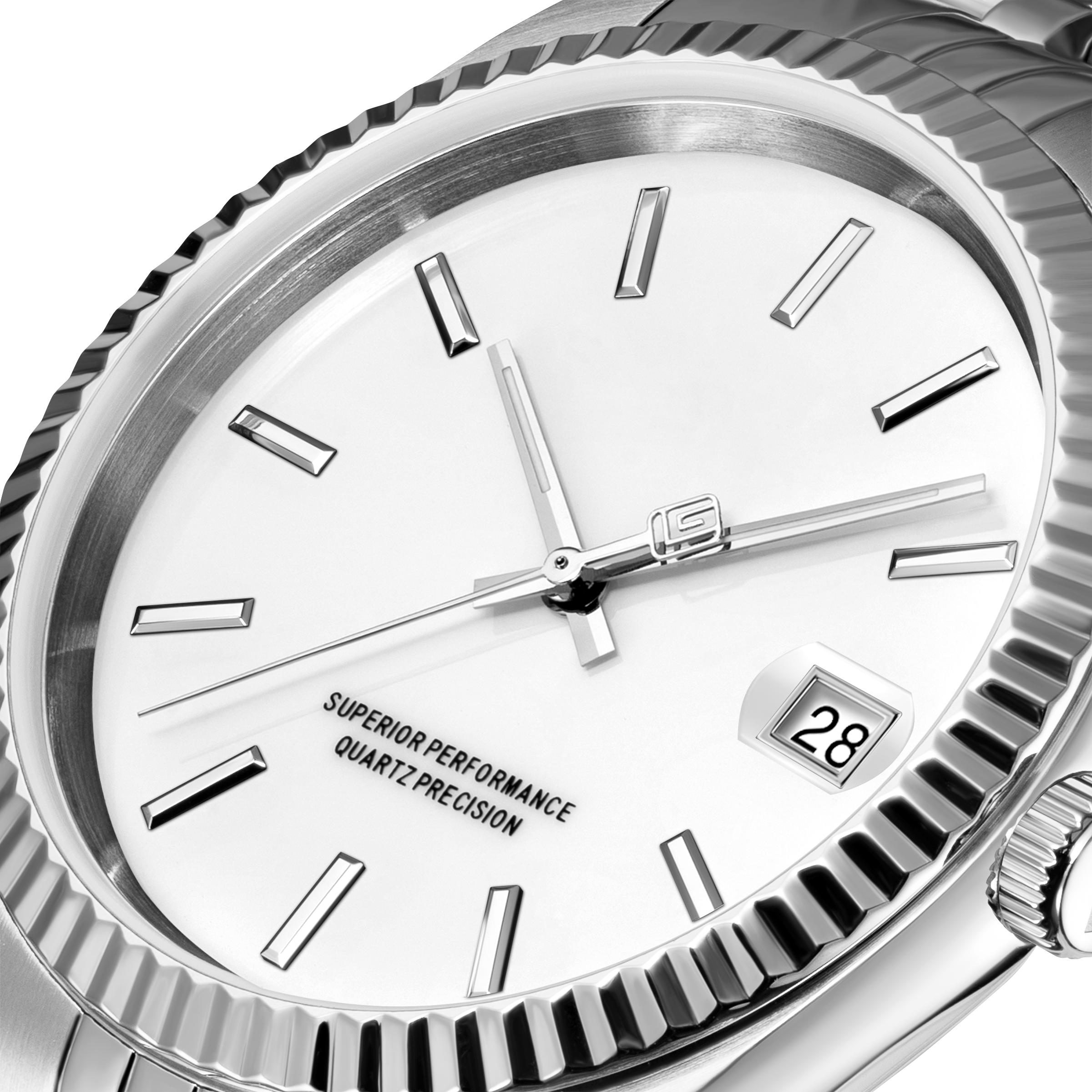 Guy Laroche ANT-G Stainless Steel Watch White Dial Fluted Bezel