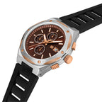 Guy Laroche Men's Chronograph Watch Black Strap Rose Gold Tone Set