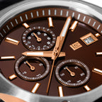 Guy Laroche Men's Chronograph Watch Black Strap Rose Gold Tone Set