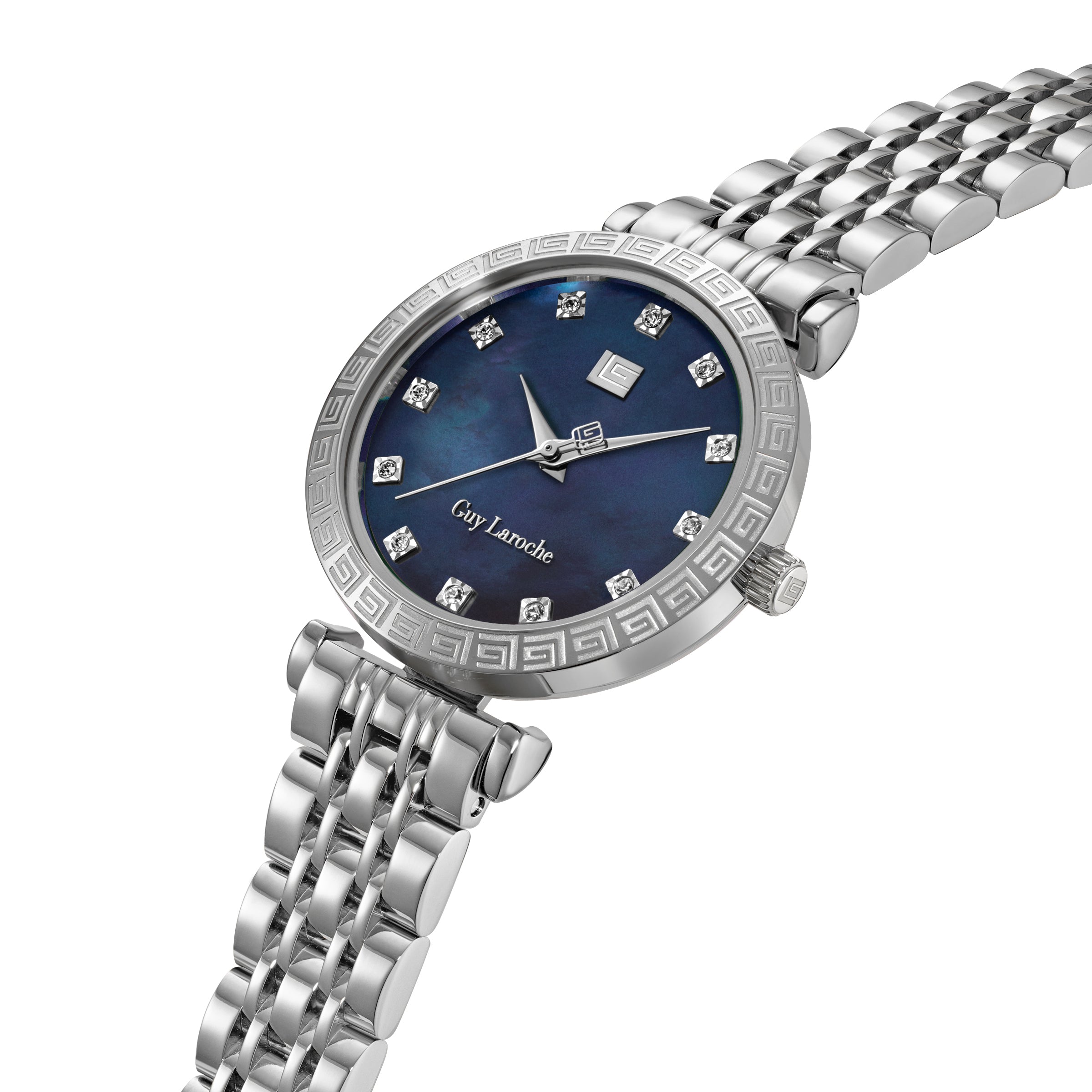 Guy Laroche - Blue Mop Stone Dial Women's Watch with Stainless Steel Bracelet