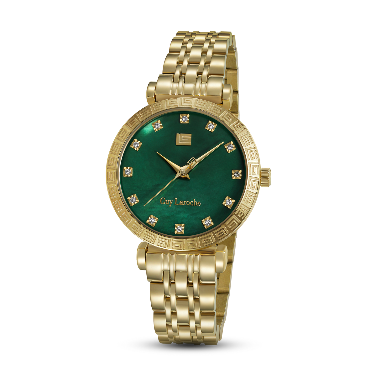 Guy Laroche - Green Mop Stone Dial Gold Plated Women's Watch Guy Laroche - Green Mop Stone Dial Gold Plated Women's Watch