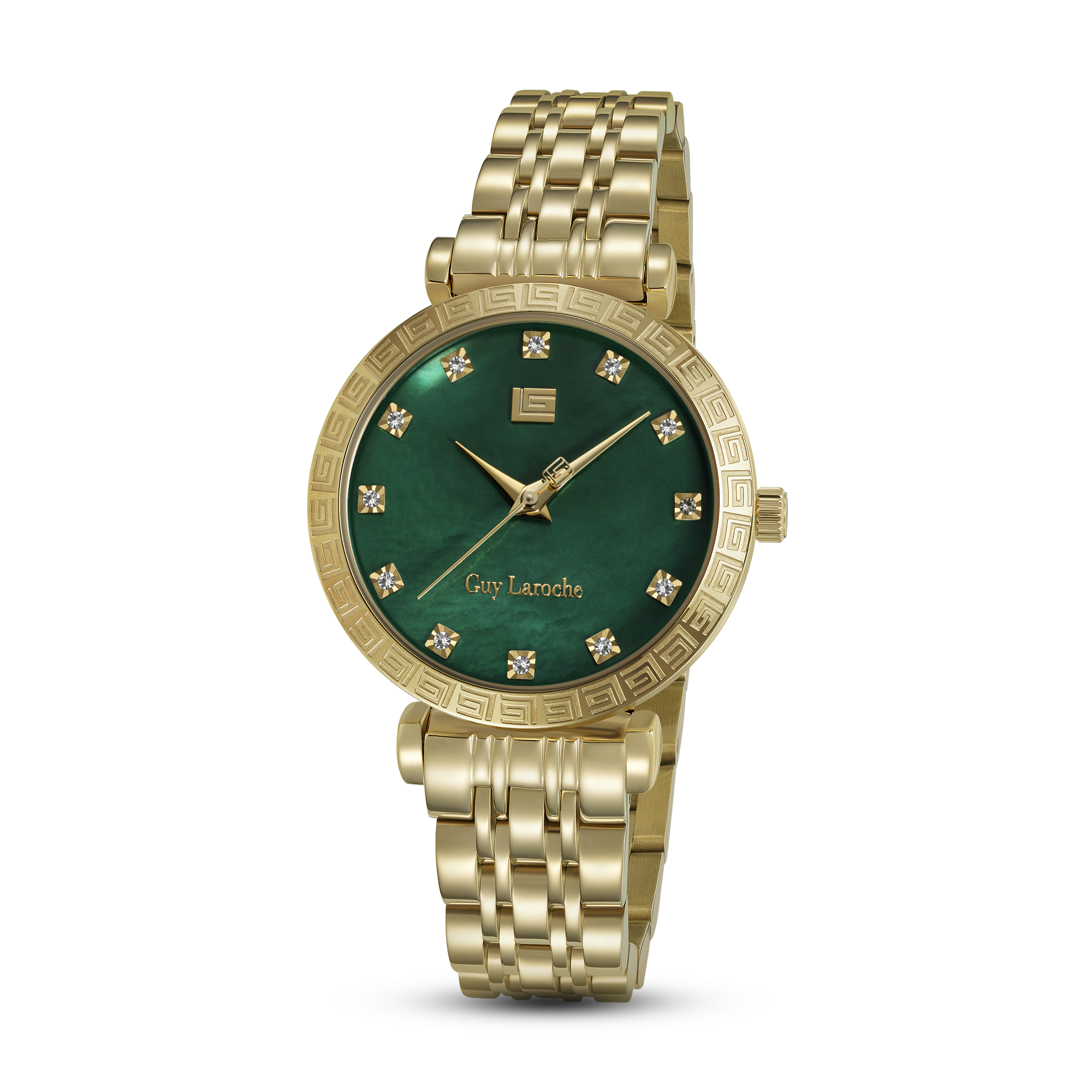 Guy Laroche - Green Mop Stone Dial Gold Plated Women's Watch