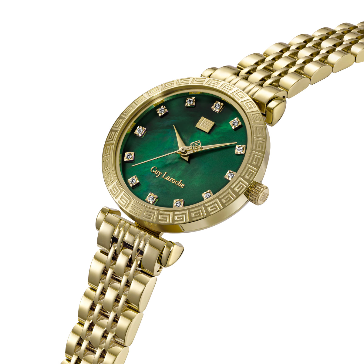 Guy Laroche - Green Mop Stone Dial Gold Plated Women's Watch Guy Laroche - Green Mop Stone Dial Gold Plated Women's Watch