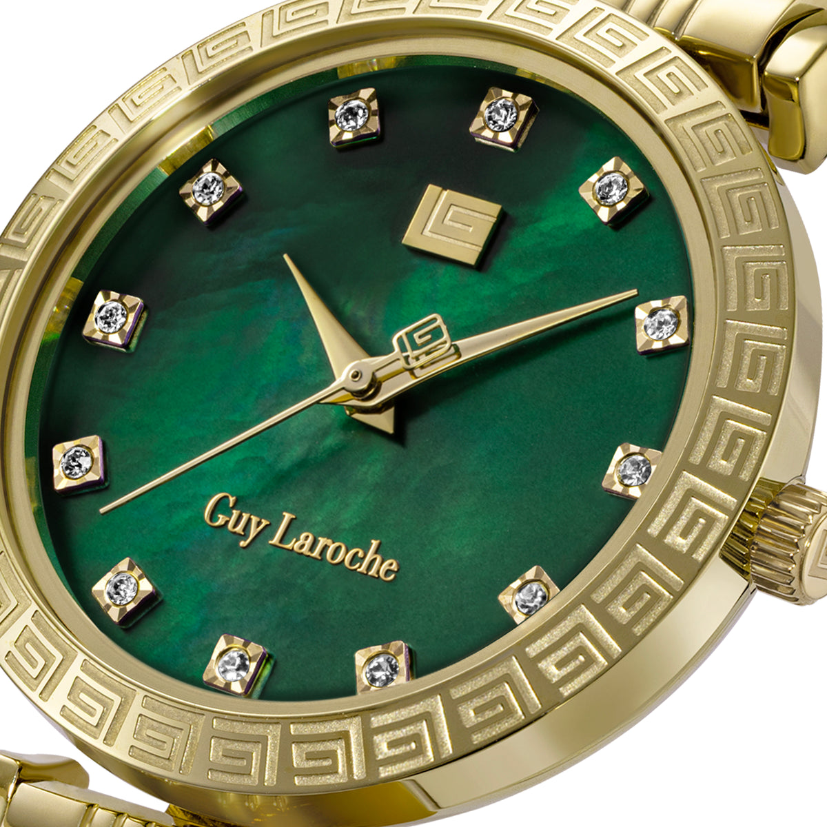 Guy Laroche - Green Mop Stone Dial Gold Plated Women's Watch Guy Laroche - Green Mop Stone Dial Gold Plated Women's Watch