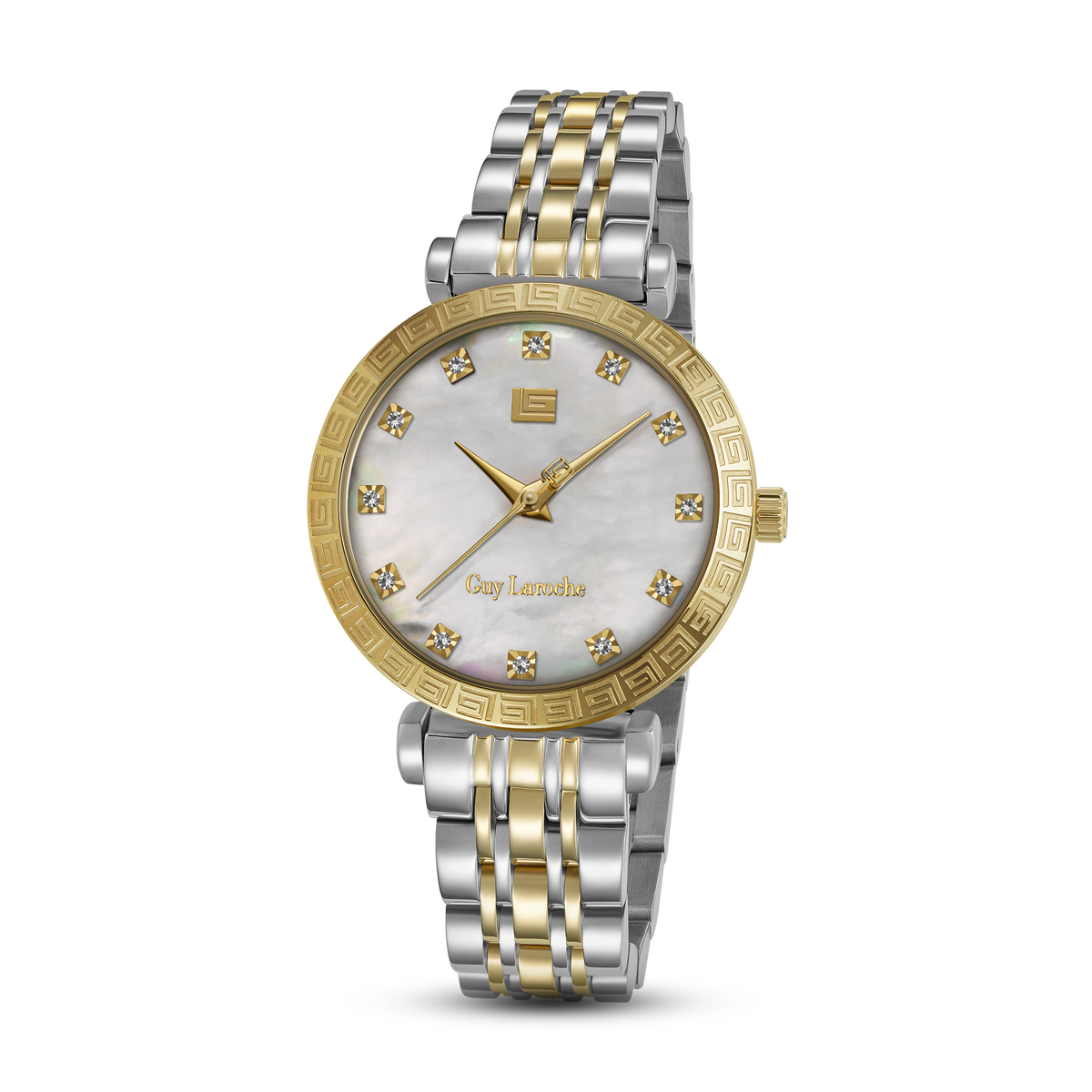 Guy Laroche - White Stone Dial Stainless Steel & Gold Plated Women's Watch Guy Laroche - White Stone Dial Stainless Steel & Gold Plated Women's Watch