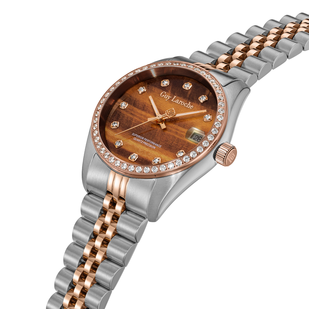 Guy Laroche GL ROS-L Two-Tone Tiger Eye Dial Women’s Watch