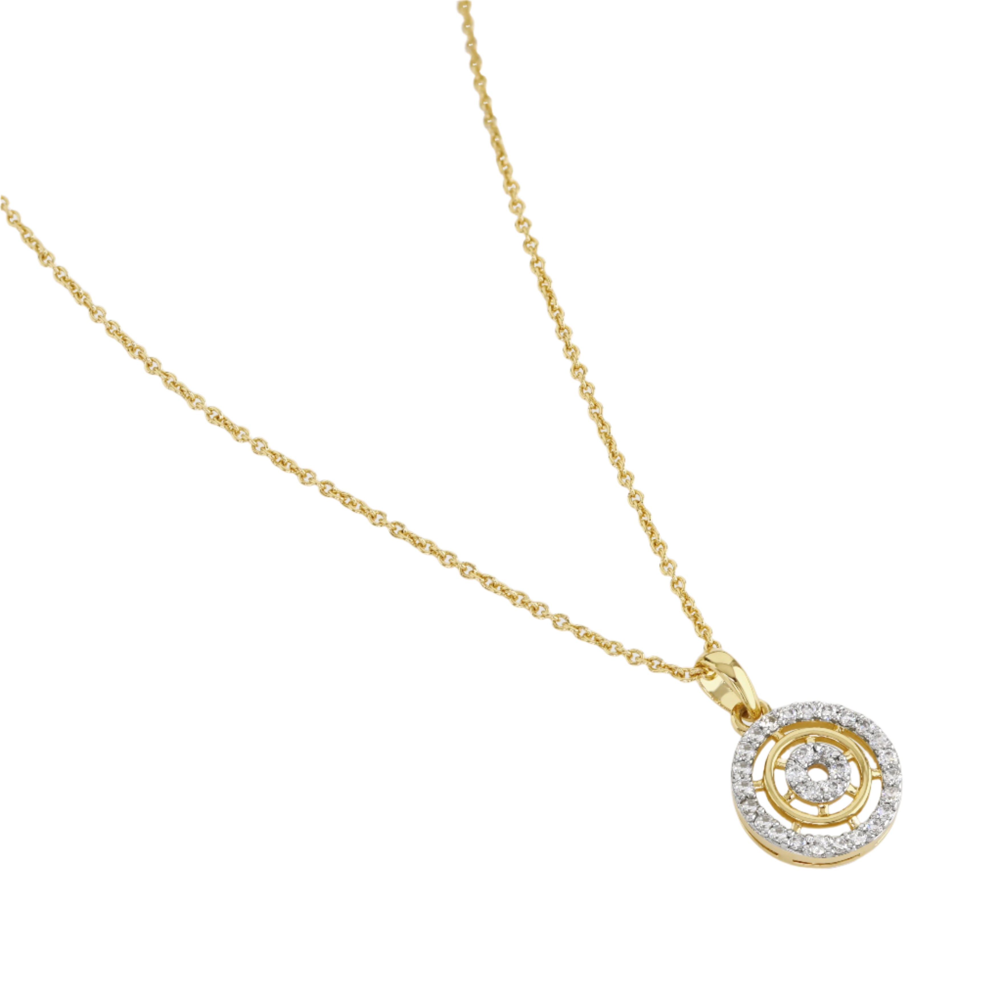 Buckley London TwoTone Pave Halo Necklace Gold + Rhodium
