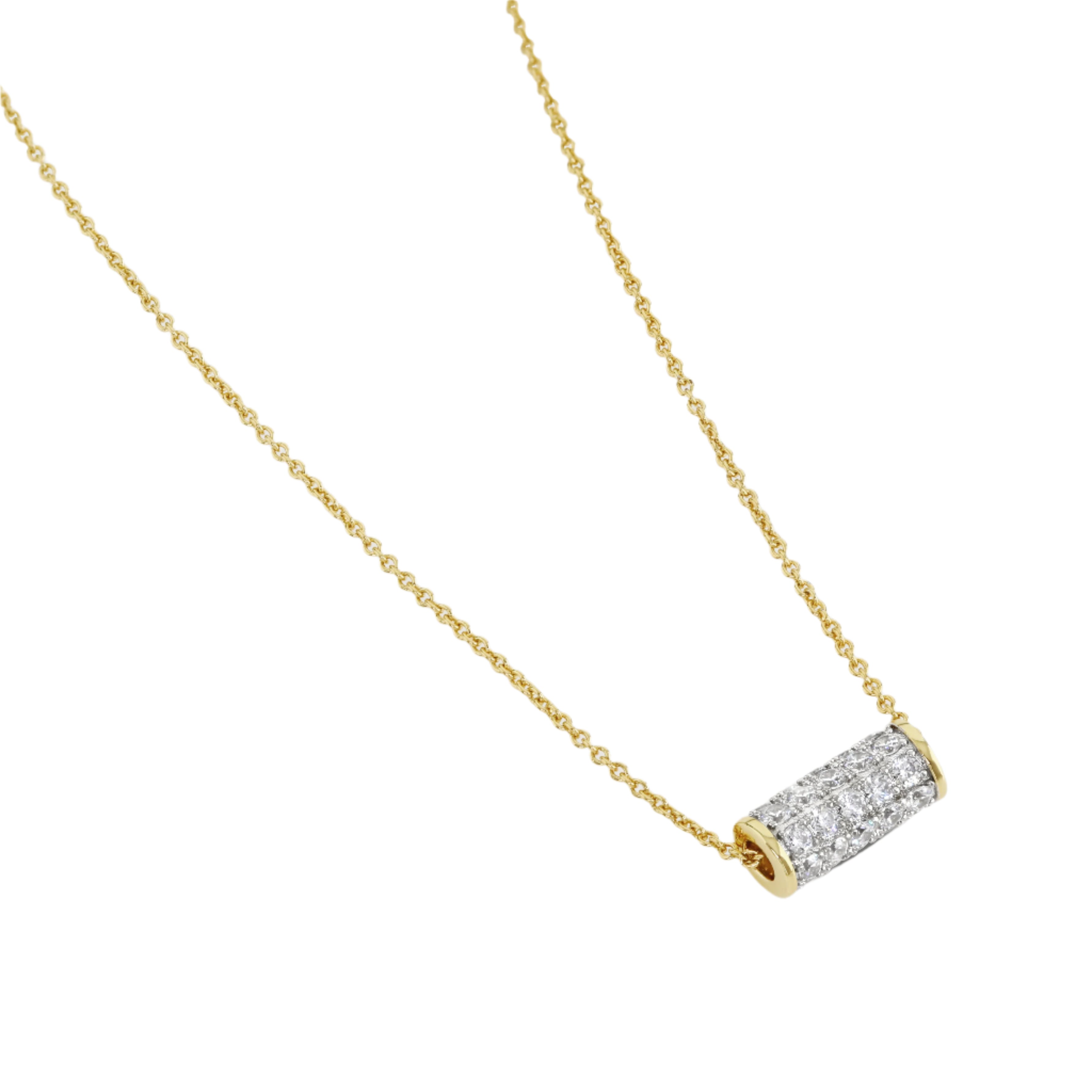 Buckley London Gold Pave Barrel Necklace Gold + Rhodium