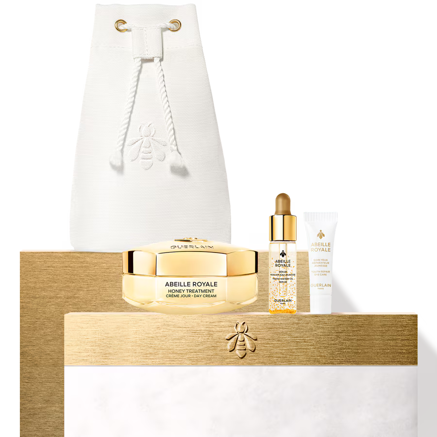 Guerlain Abeille Royale Youth Repair skincare set anti aging cream serum eye care luxury skincare Shop Now Online Paris Gallery Qatar