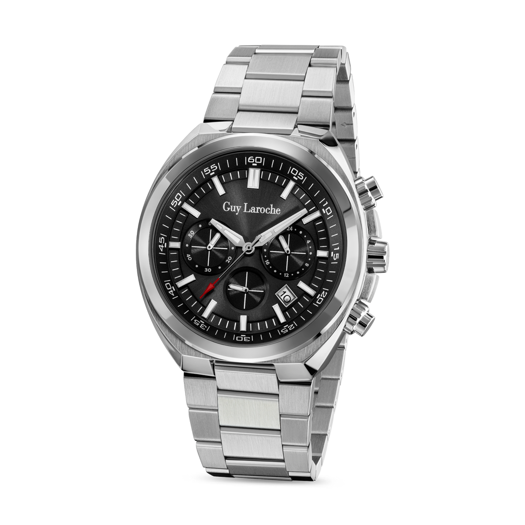 Guy Laroche BAP stainless steel watch gift set black dial with pen and cufflinks men Paris Gallery Qatar