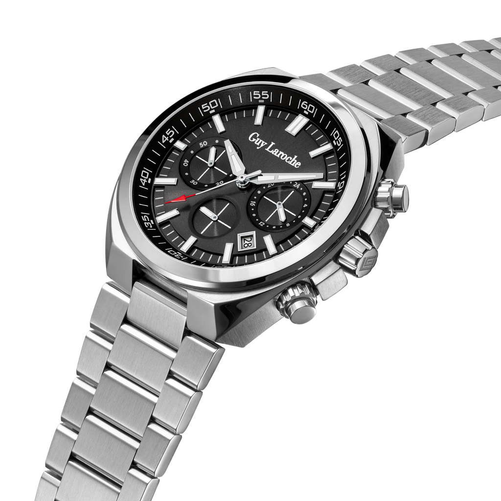 Guy Laroche BAP stainless steel watch gift set black dial with pen and cufflinks men Paris Gallery Qatar