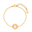Guy Laroche Ella women's gold-tone flip bracelet with mother-of-pearl centerpiece, monogram detail and adjustable chain