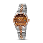 Guy Laroche women two tone watch tiger eye dial crystal bezel stainless steel rose gold bracelet luxury design Shop Now Online Paris Gallery Qatar