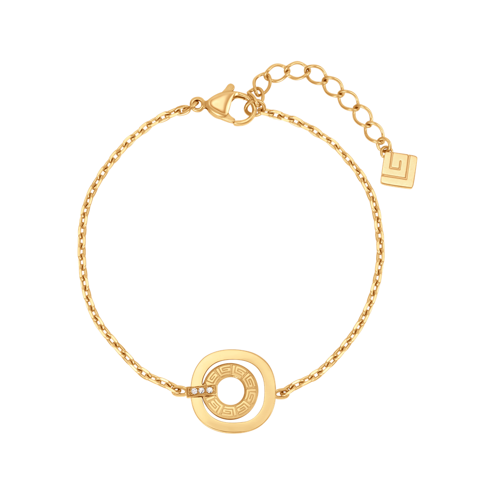 Guy Laroche Kim gold plated bracelet with logo charm and crystals luxury jewelry Paris Gallery Qatar Exclusive Online