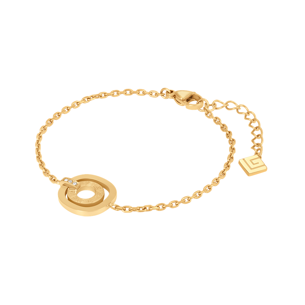 Guy Laroche Kim gold plated bracelet with logo charm and crystals luxury jewelry Paris Gallery Qatar Exclusive Online