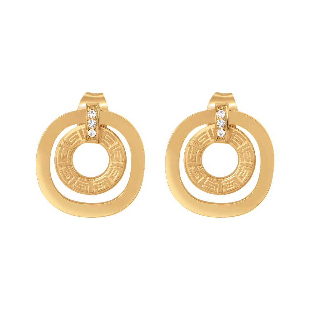 Guy Laroche Kim gold plated earrings with logo and crystals luxury jewelry Paris Gallery Qatar Available for Online Purchase