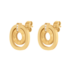 Guy Laroche Kim gold plated earrings with logo and crystals luxury jewelry Paris Gallery Qatar Available for Online Purchase