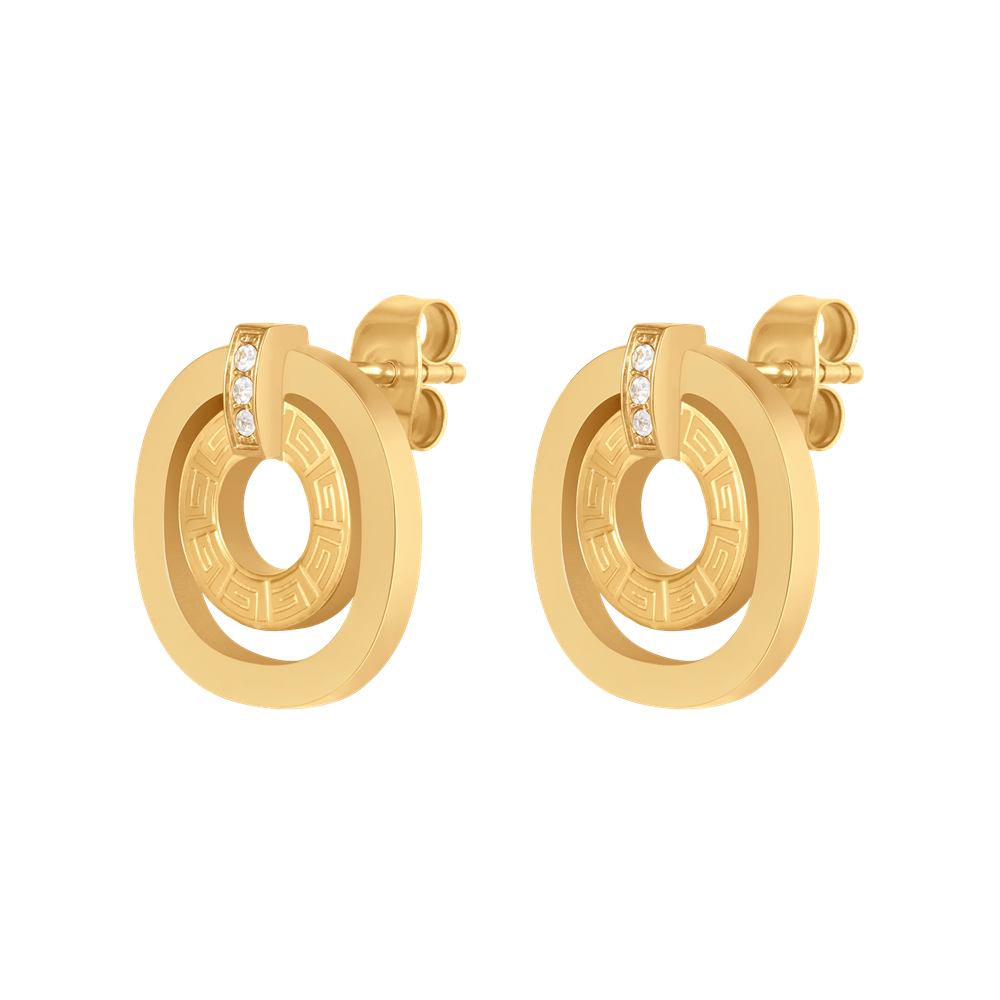 Guy Laroche Kim gold plated earrings with logo and crystals luxury jewelry Paris Gallery Qatar Available for Online Purchase