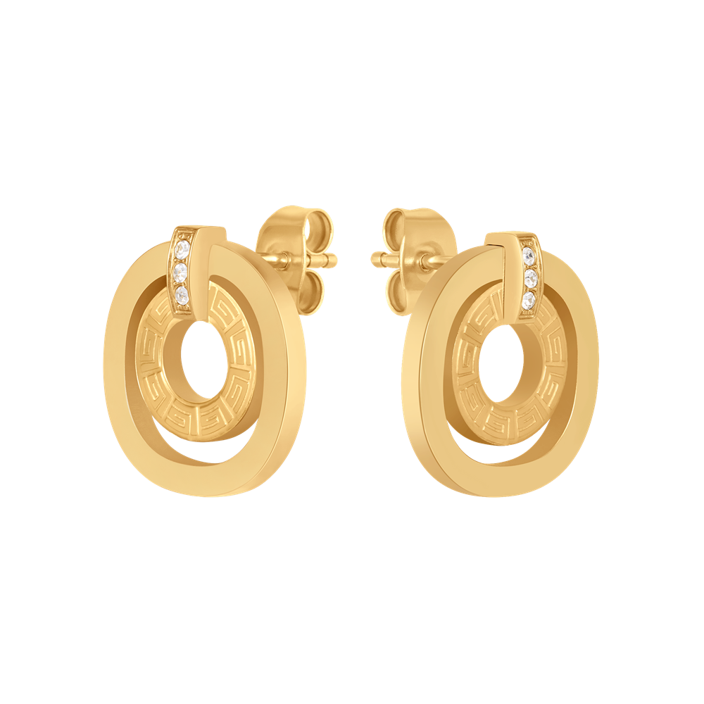 Guy Laroche Kim gold plated earrings with logo and crystals luxury jewelry Paris Gallery Qatar Available for Online Purchase