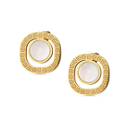 Guy Laroche Kim gold plated earrings with mother of pearl and logo design luxury jewelry Paris Gallery Qatar Shop the Latest Online
