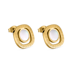 Guy Laroche Kim gold plated earrings with mother of pearl and logo design luxury jewelry Paris Gallery Qatar Shop the Latest Online