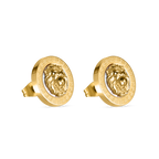 Guy Laroche Leonie gold plated lion earrings with mother of pearl and logo design luxury jewelry Paris Gallery Qatar Shop Now Online