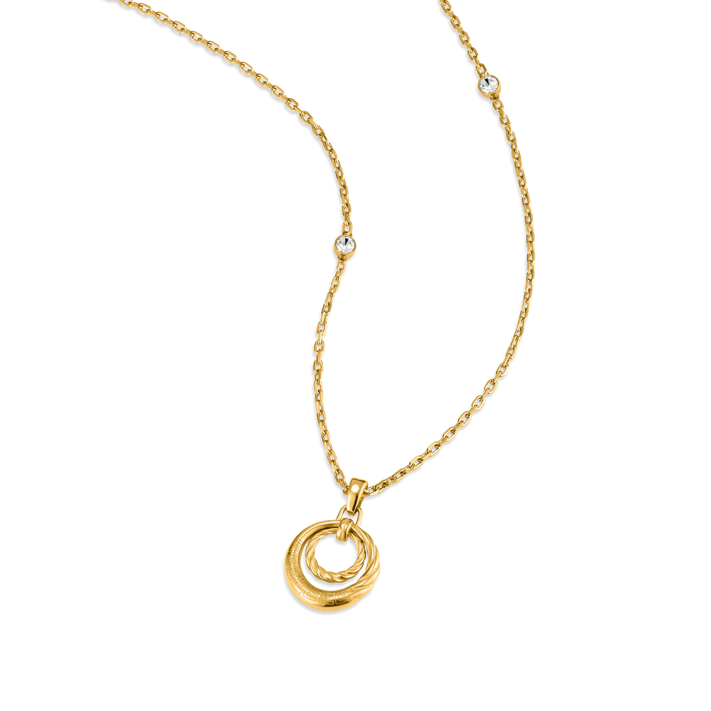 Guy Laroche Mady gold plated necklace with twisted ring and crystals luxury jewelry Paris Gallery Qatar Now Online