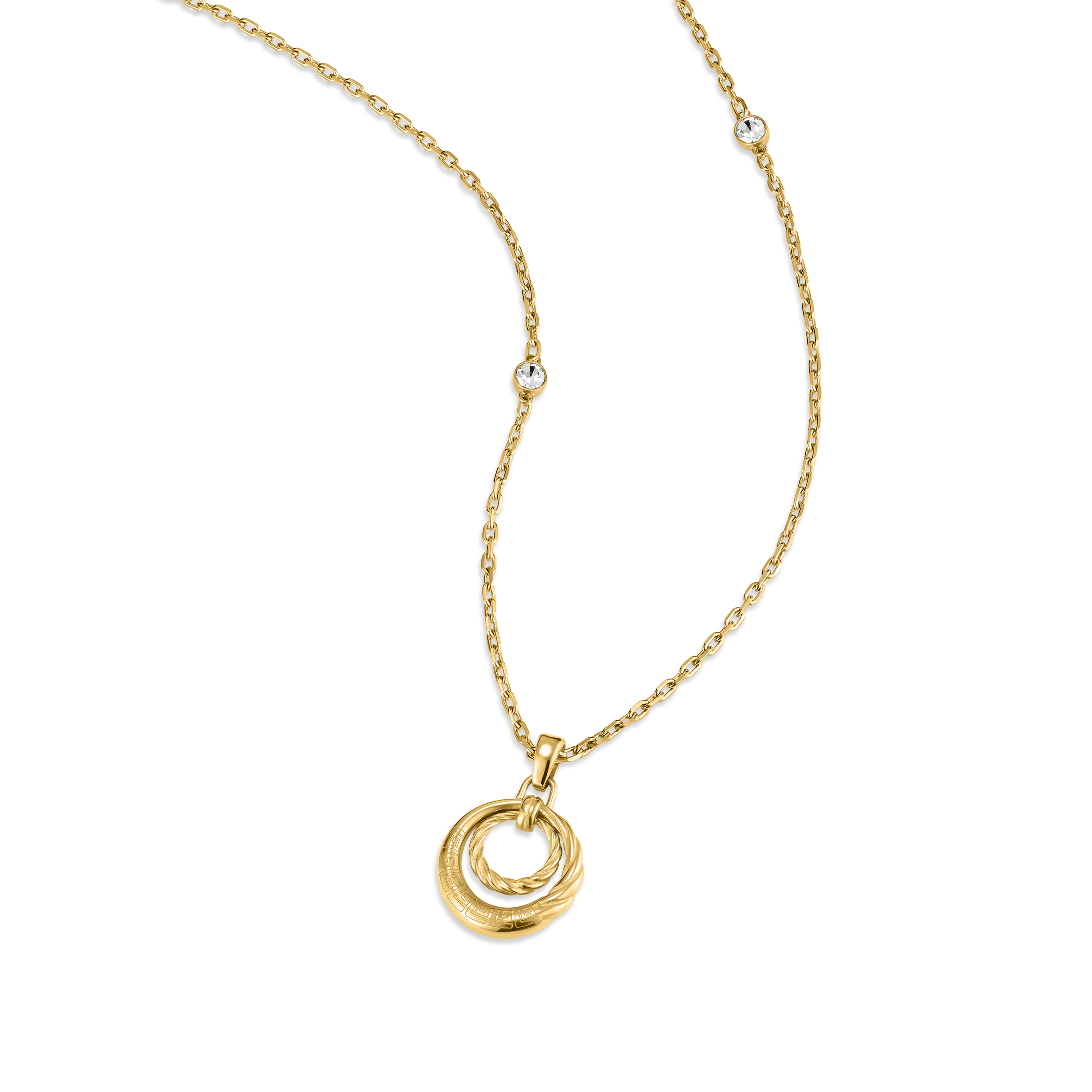 Guy Laroche Mady gold plated necklace with twisted ring and crystals luxury jewelry Paris Gallery Qatar Now Online