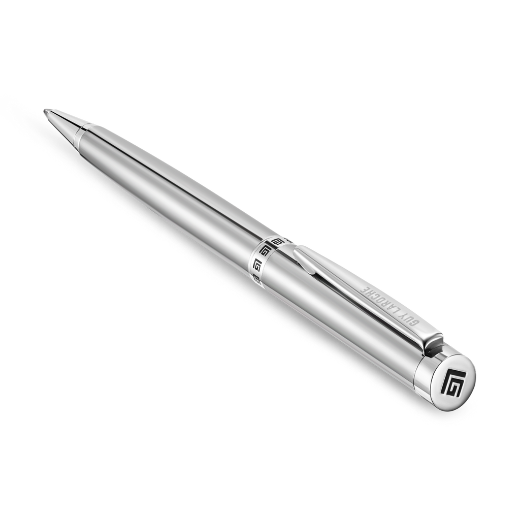 Guy Laroche pen and wallet gift set stainless steel pen black leather wallet men Paris Gallery Qatar Now Online