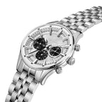 Guy Laroche men's silver chronograph watch stainless steel bracelet embossed dial luxury timepiece Paris Gallery Qatar Shop the Latest Online
