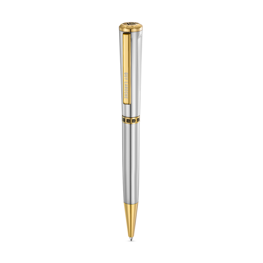 Guy Laroche Vincent stainless steel pen with gold trim luxury ballpoint pen Paris Gallery Qatar Now Online
