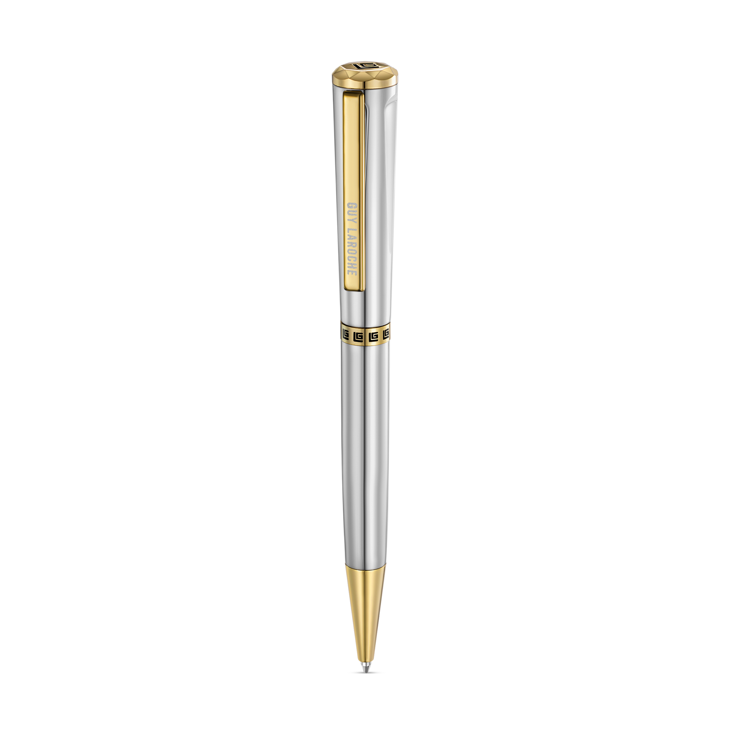 Guy Laroche Vincent stainless steel pen with gold trim luxury ballpoint pen Paris Gallery Qatar Now Online