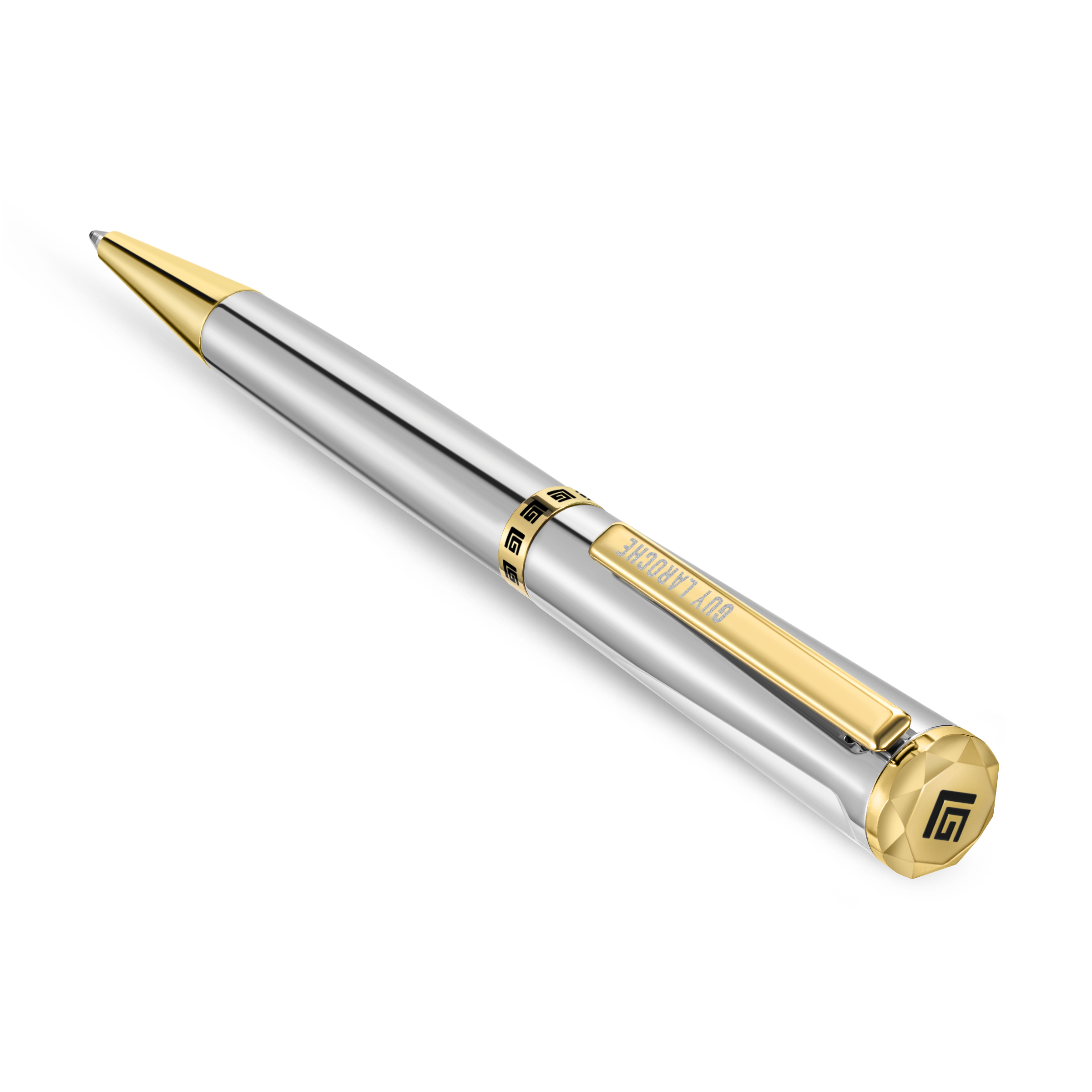 Guy Laroche Vincent stainless steel pen with gold trim luxury ballpoint pen Paris Gallery Qatar Now Online