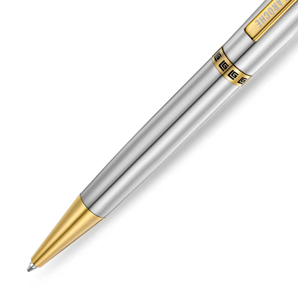 Guy Laroche Vincent stainless steel pen with gold trim luxury ballpoint pen Paris Gallery Qatar Now Online