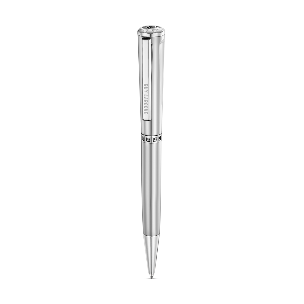 Guy Laroche Vincent stainless steel pen silver luxury writing instrument with logo ring Paris Gallery Qatar Shop the Latest Online
